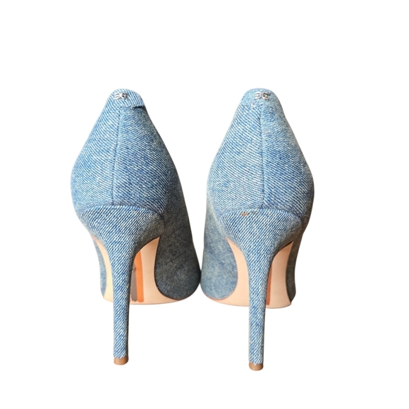 Sam Edelman Womens Harriett Scalloped Beaded Pointed Toe Denim Heels Size 9.5 - Picture 7 of 12